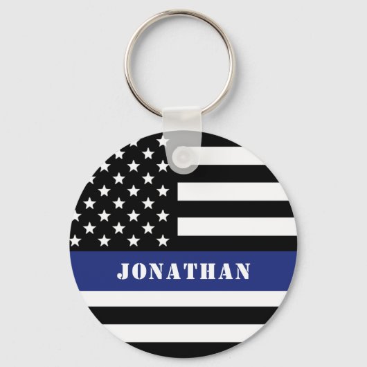 Douane Politieagent Thin Blue Line Police Dept. Sleutelhanger (Voorkant)