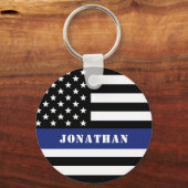 Douane Politieagent Thin Blue Line Police Dept. Sleutelhanger (Achterkant)