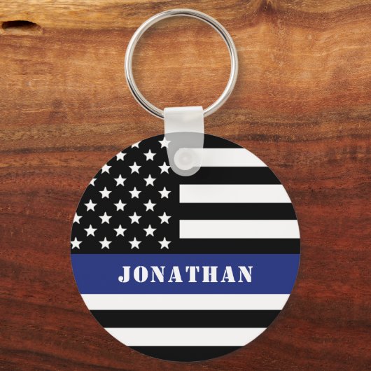 Douane Politieagent Thin Blue Line Police Dept. Sleutelhanger (Achterkant)