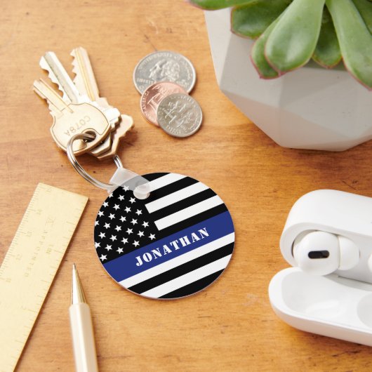 Douane Politieagent Thin Blue Line Police Dept. Sleutelhanger (Bureau)