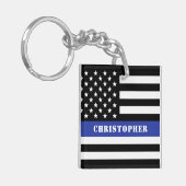 Douane Politieagent Thin Blue Line Police Dept. Sleutelhanger (Voorkant Links)