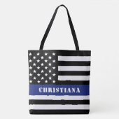 Douane Politieagent Thin Blue Line Police Dept. Tote Bag (Voorkant)