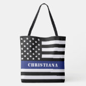 Douane Politieagent Thin Blue Line Police Dept. Tote Bag (Achterkant)