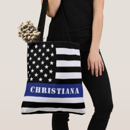 Douane Politieagent Thin Blue Line Police Dept. Tote Bag