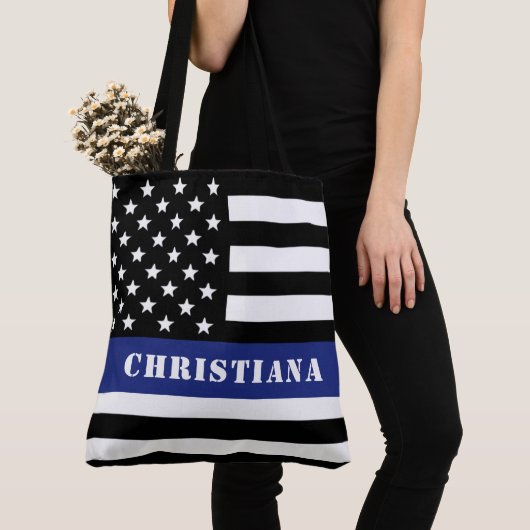 Douane Politieagent Thin Blue Line Police Dept. Tote Bag (Dichtbij)