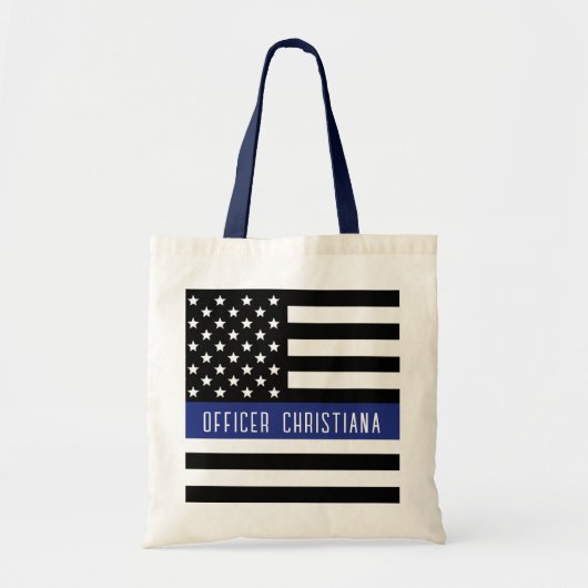 Douane Politieagent Thin Blue Line Police Dept. Tote Bag (Voorkant)