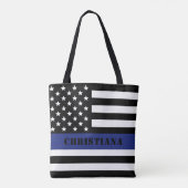 Douane Politieagent Thin Blue Line Police Dept. Tote Bag (Achterkant)