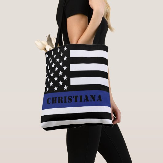 Douane Politieagent Thin Blue Line Police Dept. Tote Bag (Dichtbij)