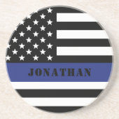 Douane Politieagent Thin Blue Line Police Dept. Zandsteen Onderzetter (Voorkant)