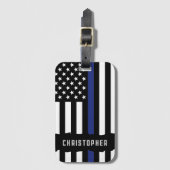 Douane-politieagent voor politie met blauwe lijn bagagelabel (Voorkant (verticaal))