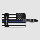 Douane-politieagent voor politie met blauwe lijn bagagelabel (Voorkant (horizontaal))
