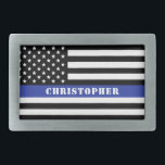 Douane-politieagent voor politie met blauwe lijn gesp<br><div class="desc">Gepersonaliseerde politieagent Thin Blue Line USA Flag Police department Gifts!</div>