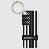 Douane-politieagent voor politie met blauwe lijn sleutelhanger (Voorkant)