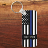 Douane-politieagent voor politie met blauwe lijn sleutelhanger (Voorkant)