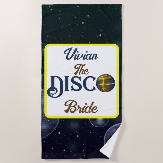 Douane Retro Disco Bachelorette Party Disco Bride Strandlaken (Voorkant)