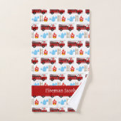 Douane Rode Brandweerwagens Brandweer Pattern Hand Bad Handdoek (Handdoek)