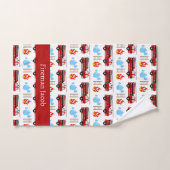 Douane Rode Brandweerwagens Brandweer Pattern Hand Bad Handdoek (Handdoek)