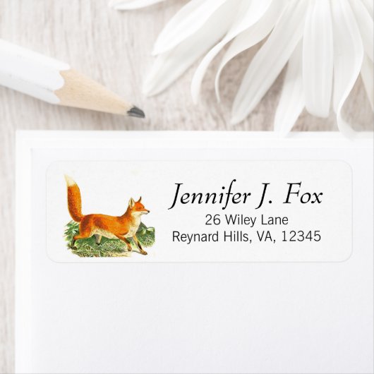 Douane Rode Fox Cute Forest Animal Etiket (Insitu)
