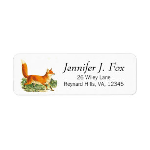 Douane Rode Fox Cute Forest Animal Etiket