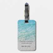 Douane Roze Flamingo Tropical Sandy Beach Modern Bagagelabel (Achterkant verticaal)