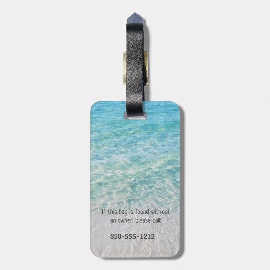 Douane Roze Flamingo Tropical Sandy Beach Modern Bagagelabel (Achterkant verticaal)