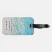 Douane Roze Flamingo Tropical Sandy Beach Modern Bagagelabel (Achterkant horizontaal)