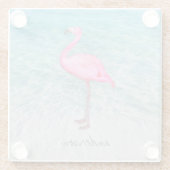 Douane Roze Flamingo Tropical Sandy Beach Modern Glazen Onderzetter (Achterkant)