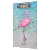 Douane Roze Flamingo Tropical Sandy Beach Modern Klembord (Links)