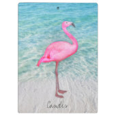 Douane Roze Flamingo Tropical Sandy Beach Modern Klembord (Achterkant)