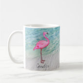 Douane Roze Flamingo Tropical Sandy Beach Modern Koffiemok (Links)