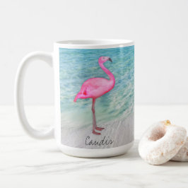 Douane Roze Flamingo Tropical Sandy Beach Modern Koffiemok