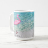Douane Roze Flamingo Tropical Sandy Beach Modern Koffiemok (Voorkant links)
