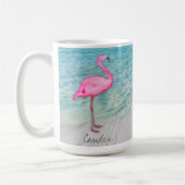 Douane Roze Flamingo Tropical Sandy Beach Modern Koffiemok (Links)