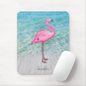 Douane Roze Flamingo Tropical Sandy Beach Modern Muismat (Met muis)