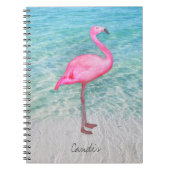 Douane Roze Flamingo Tropical Sandy Beach Modern Notitieboek (Voorkant)