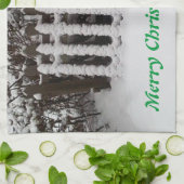 Douane-sneeuw op een hek met santa theedoek (Gevouwen)