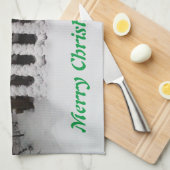 Douane-sneeuw op een hek met santa theedoek (Quarter Fold)