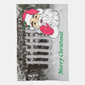 Douane-sneeuw op een hek met santa theedoek (Verticaal)