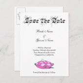 Douane sparen de Datum Assepoester Schuif op Roze Aankondigingskaart (Voorkant / Achterkant)