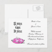 Douane sparen de Datum Assepoester Schuif op Roze Aankondigingskaart (Voorkant / Achterkant)