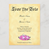 Douane sparen de Datum Assepoester Schuif op Roze Aankondigingskaart (Voorkant)