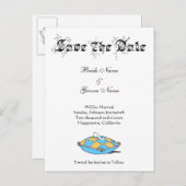 Douane sparen de Datum Assepoester Slipper op Blau Aankondigingskaart (Voorkant / Achterkant)