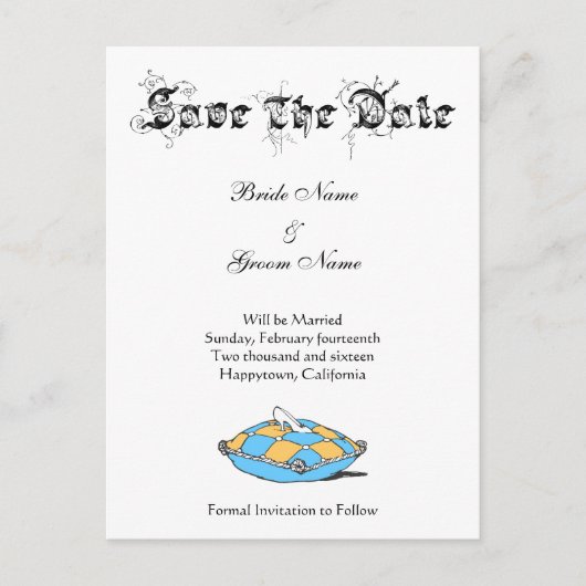 Douane sparen de Datum Assepoester Slipper op Blau Aankondigingskaart (Voorkant)