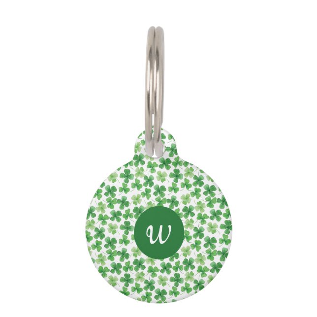 Douane St Patrick's Day Shamrock Green Clover Huisdierpenning (Voorkant)
