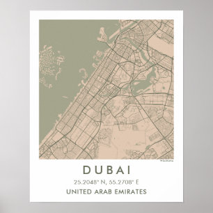 Douane Stad Kaart Dubai VAE Kunst Poster