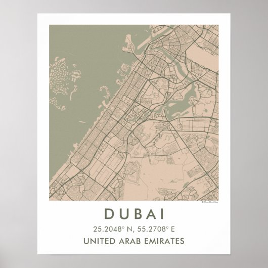 Douane Stad Kaart Dubai VAE Kunst Poster (Voorkant)
