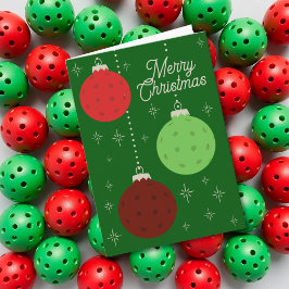 Douane Tekst Rood en Groen Pickleball Ornamenten Feestdagen Kaart