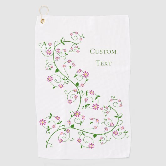 Douane Tekst Roze Bloem Wingolfhanddoek Golfhanddoek (Voorkant)