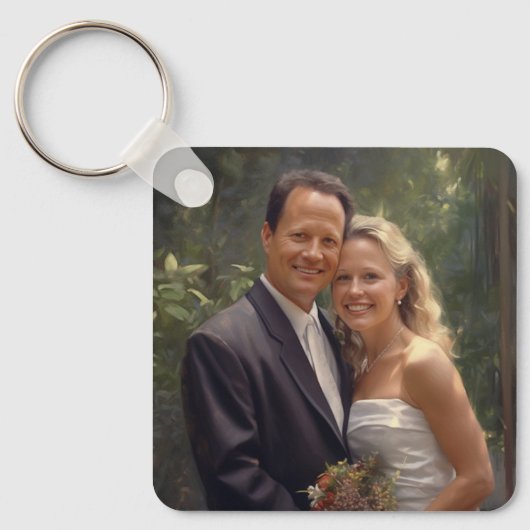 Douane Twee Afbeelding Dubbelzijdig Aluminium Sleutelhanger (Voorkant)