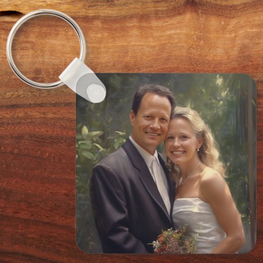 Douane Twee Afbeelding Dubbelzijdig Aluminium Sleutelhanger (Voorkant)